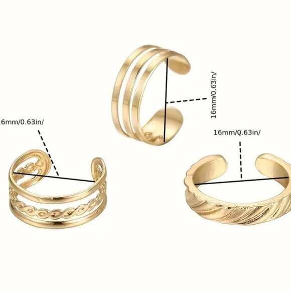 Toe Rings Foot Jewelry 3pc Adjustable Beach Boho Vacation Trendy Stylish Goddess - Picture 3 of 3